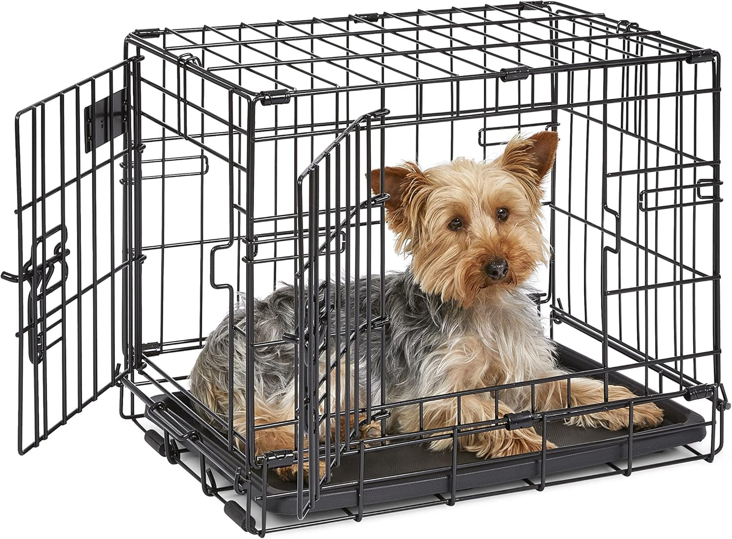 MidWest Homes for Pets Newly Enhanced Single & Double Door iCrate Dog Crate, Includes Leak-Proof Pan, Floor Protecting Feet, Divider Panel & New Patented Features