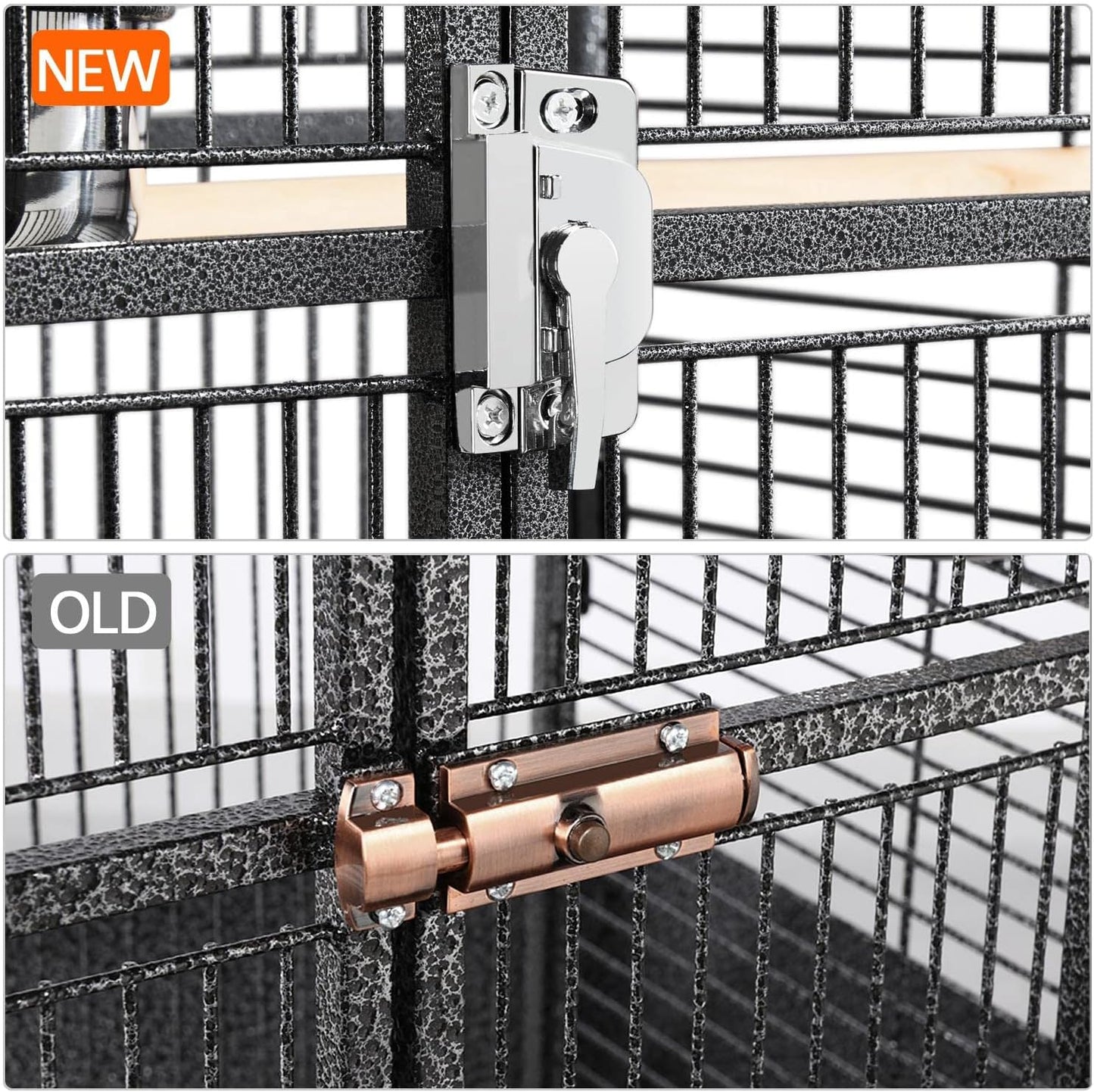 Yaheetech 61-inch Playtop Wrought Iron Large Parrot Bird Cages with Rolling Stand for Cockatiels Amazon Parrot Quaker Conure Parakeet Lovebird Finch Canary Small Medium Parrot Cage Birdcage, Black