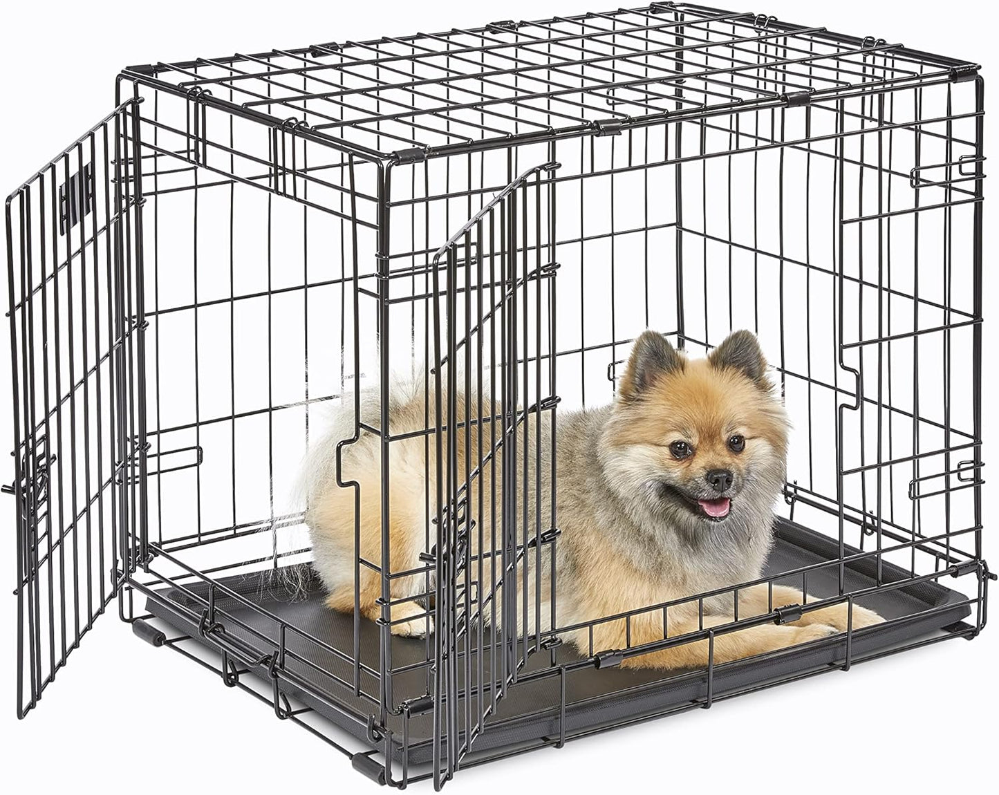 MidWest Homes for Pets Newly Enhanced Single & Double Door iCrate Dog Crate, Includes Leak-Proof Pan, Floor Protecting Feet, Divider Panel & New Patented Features