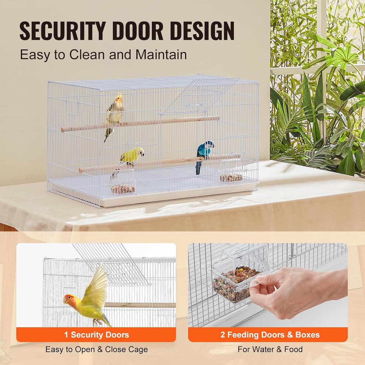 VEVOR 30-inch Flight Bird Cage, Stackable Bird Cage for Small Parrots Canaries Cockatiels Lovebirds Finches Budgies Conures Macaws Pet Travel Birdcage with Handle and Perches