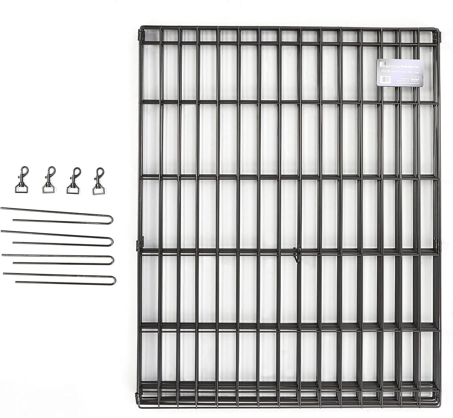 MidWest Homes for Pets Folding Metal Puppy/Dog Exercise Pen, Indoor/Outdoor Playpen with No Door, Provides 16 Sq Feet of Play Space, 24-Inches Tall, Black E-Coated