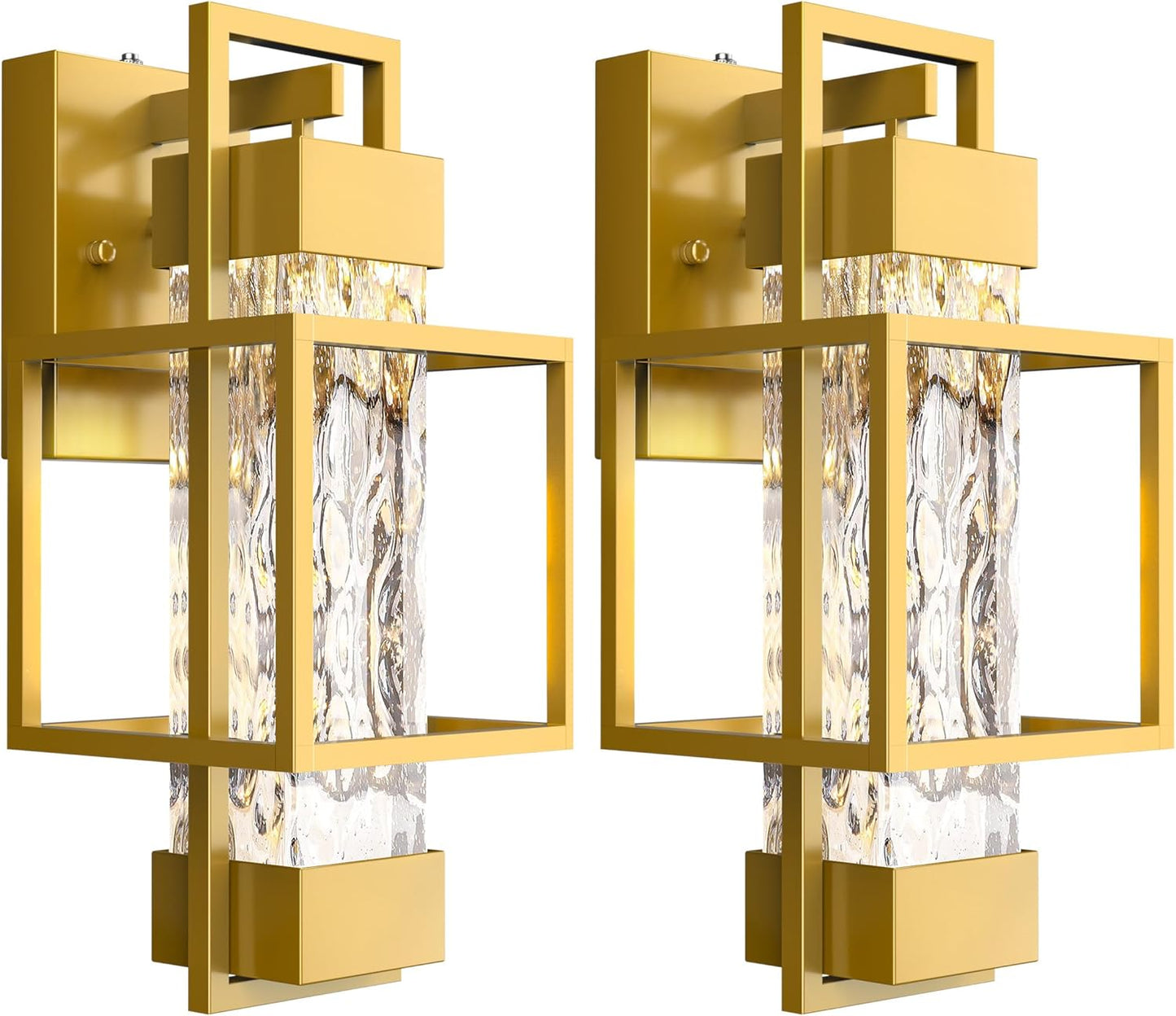 PARTPHONER Modern Outdoor Light Fixtures Dusk to Dawn Outdoor Lighting 2 Pack, 15" Exterior Wall Sconce Waterproof Porch Light, Outside Lamp for House with Water Glass for Garage Doorway