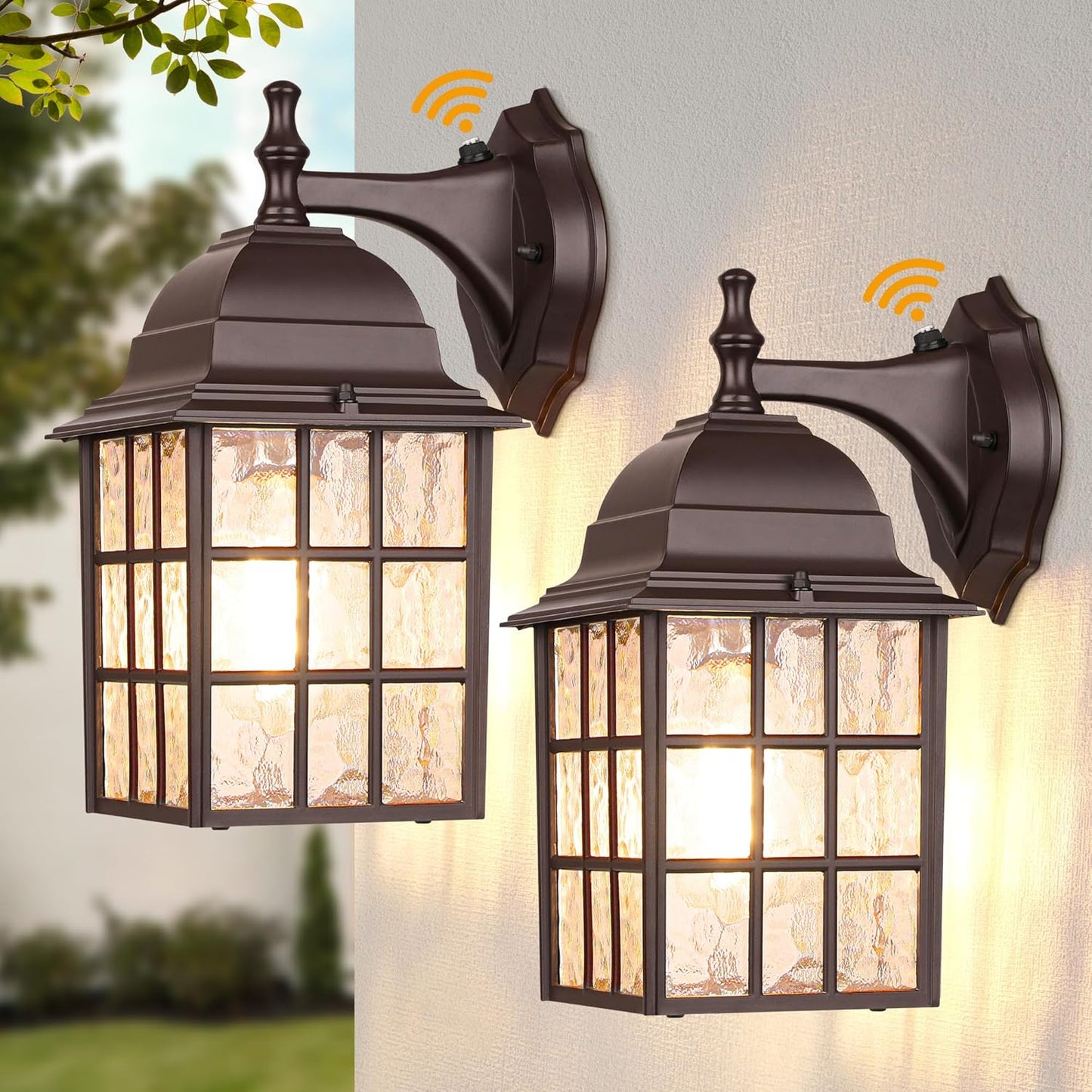 WIHTU 2-Pack Dusk to Dawn Outdoor Wall Lights, Sensor Exterior Light Fixtures, Porch Lights, Black Waterproof Wall Sconces, Outside Lighting for Garage, Front Door