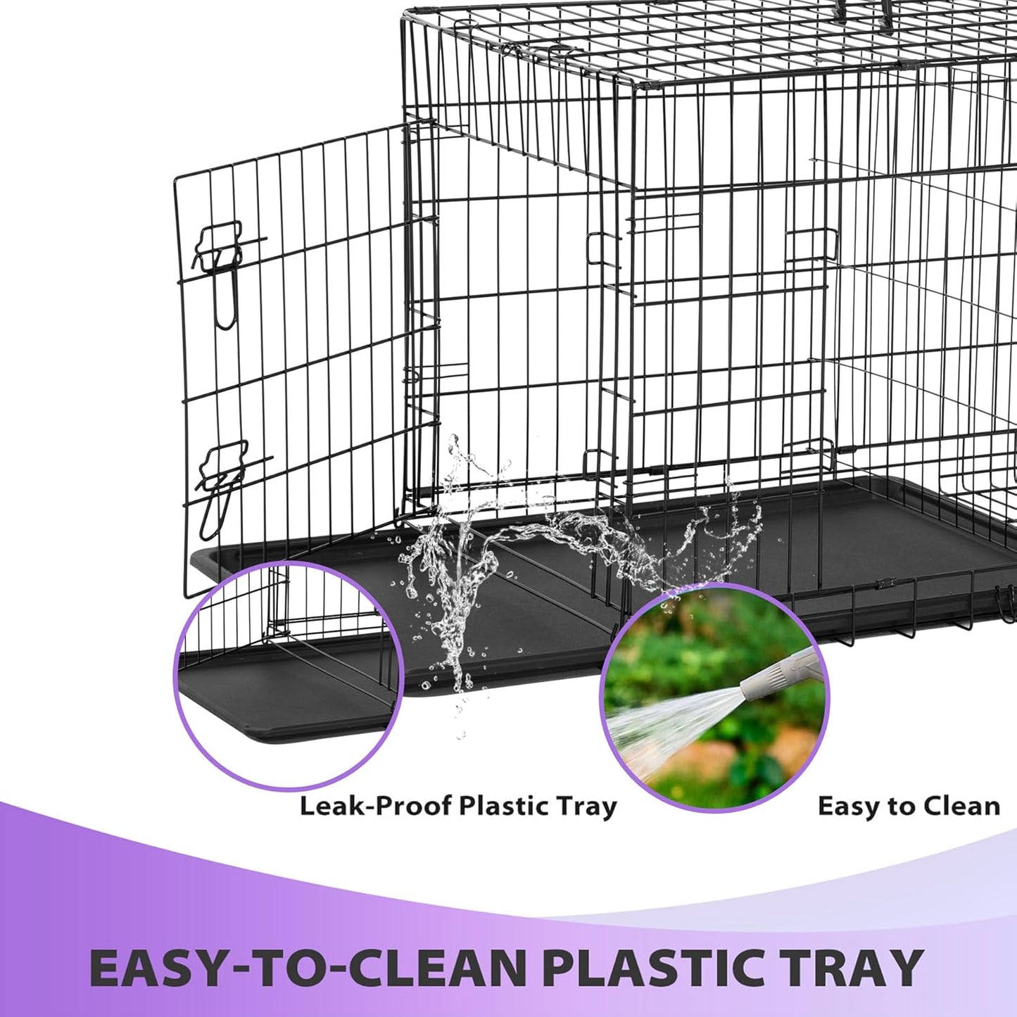 Best Pet 48 Inch Dog Crates for Large Dogs Folding Metal Wire Crates Dog Kennels Outdoor and Indoor Pet Dog Cage Crate with Double-Door,Divider Panel, Removable Tray