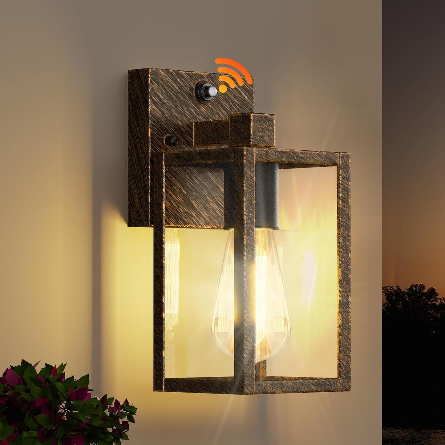 WIHTU Dusk to Dawn Outdoor Lighting Fixtures, Exterior Front Porch Light, Black Sensor Wall Sconce Lamp, Waterproof Wall Lantern, Anti Rust Outside Coach Lights for House, Doorway, Garage