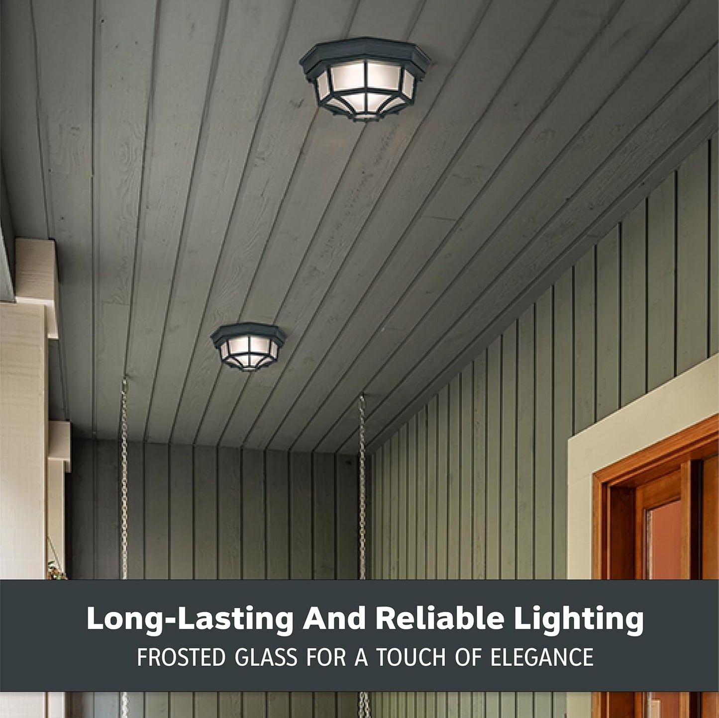 Designers Fountain 2067-BK Builder Cast Outdoor Flush Mount Ceiling Light, 10.5 in W, Black