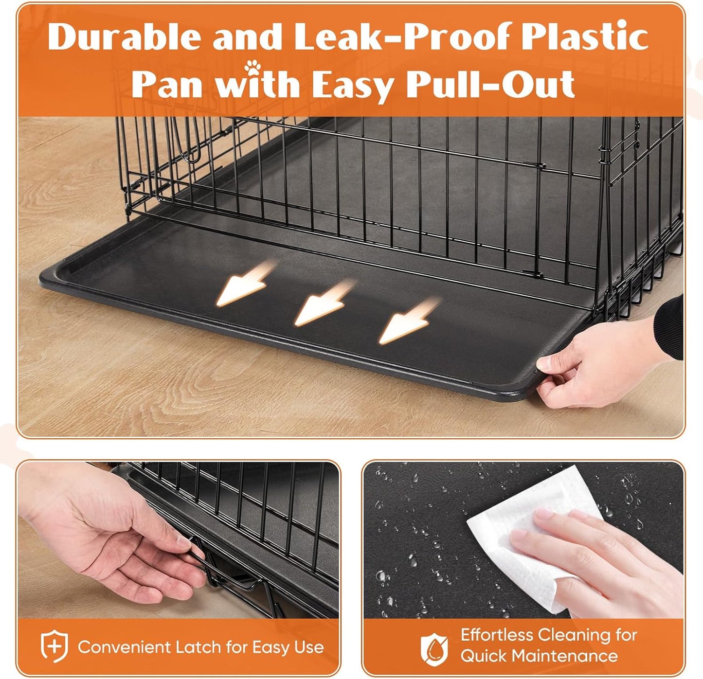 Sweetcrispy 24-Inch Single-Door Dog Crate–Durable Metal Pet Kennel with Secure Lock, Foldable Design, Removable Tray for Easy Cleaning, Portable Puppy Cage for Small Dogs, Ideal for Training & Travel