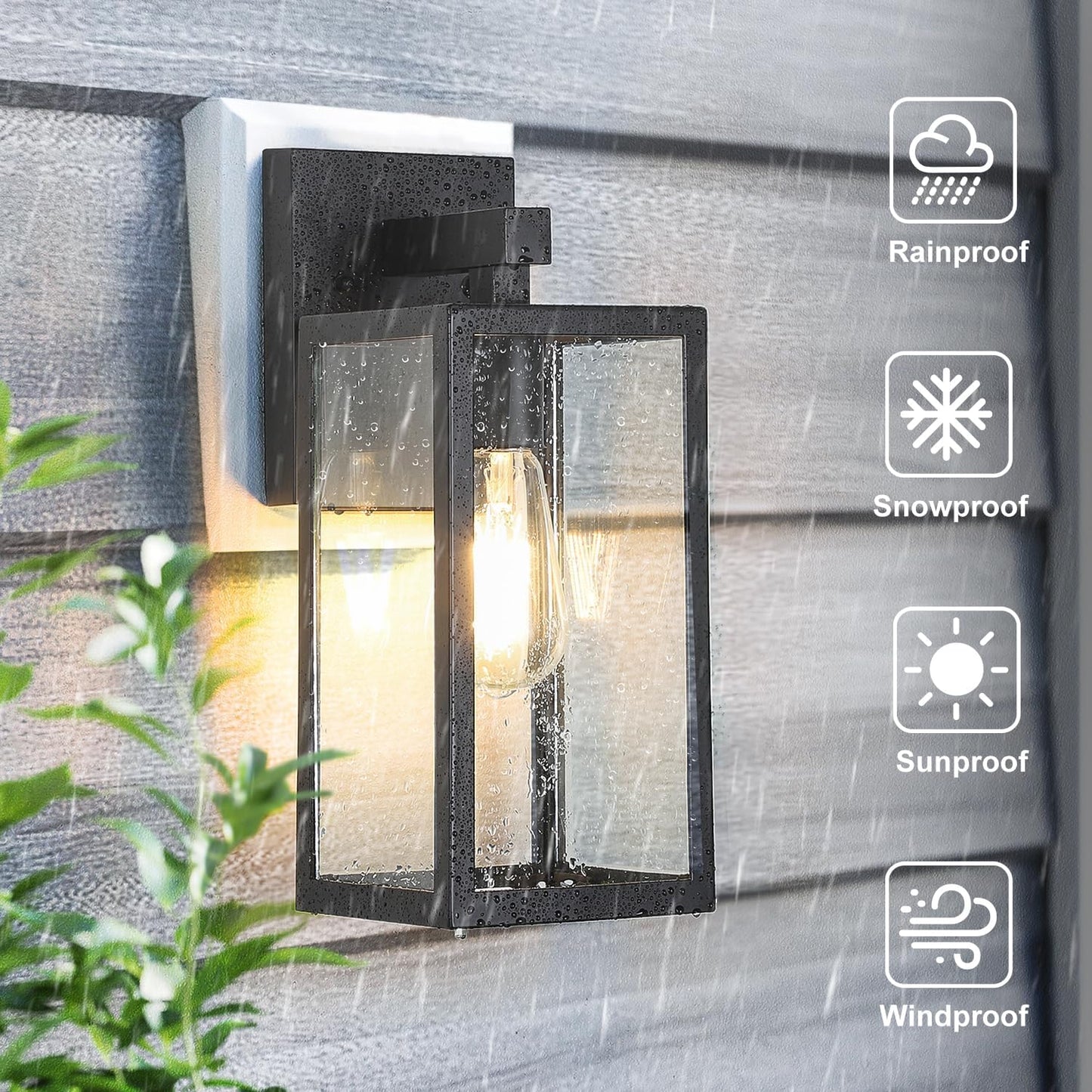 MAXvolador Outdoor Wall Lantern, Exterior Waterproof Wall Sconce Light Fixture, Black Anti-Rust Mount Light with Clear Glass, E26 Base Wall Lamp
