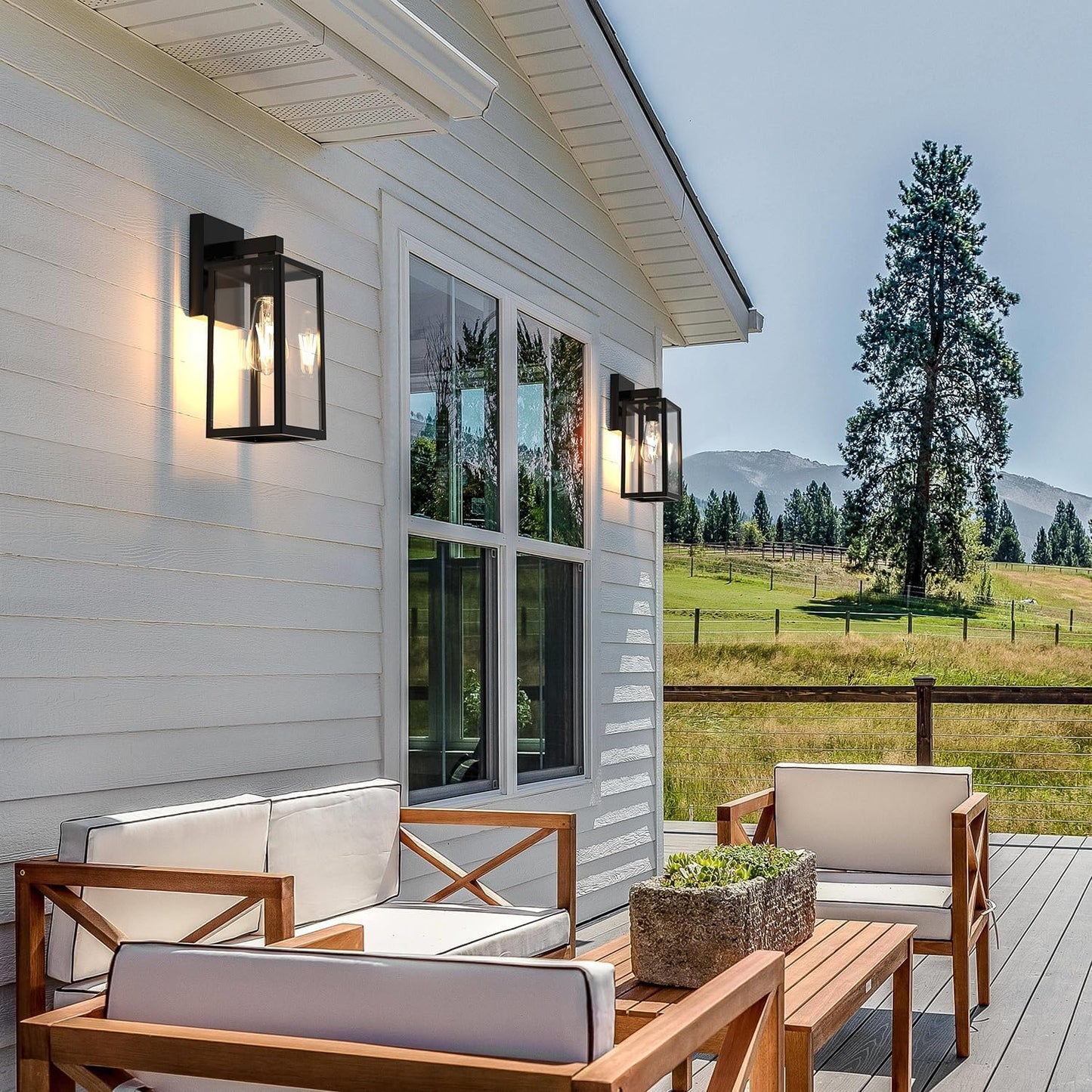 MAXvolador Outdoor Wall Lantern, Exterior Waterproof Wall Sconce Light Fixture, Black Anti-Rust Mount Light with Clear Glass, E26 Base Wall Lamp