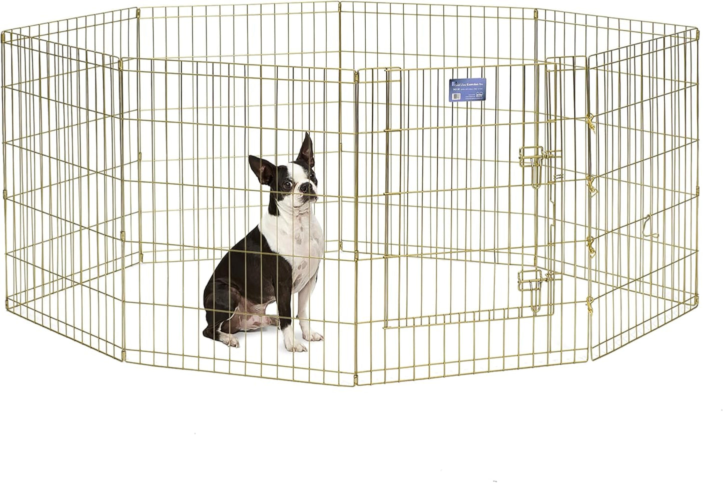 MidWest Homes for Pets Folding Metal Puppy/Dog Exercise Pen, Indoor/Outdoor Playpen with No Door, Provides 16 Sq Feet of Play Space, 24-Inches Tall, Black E-Coated