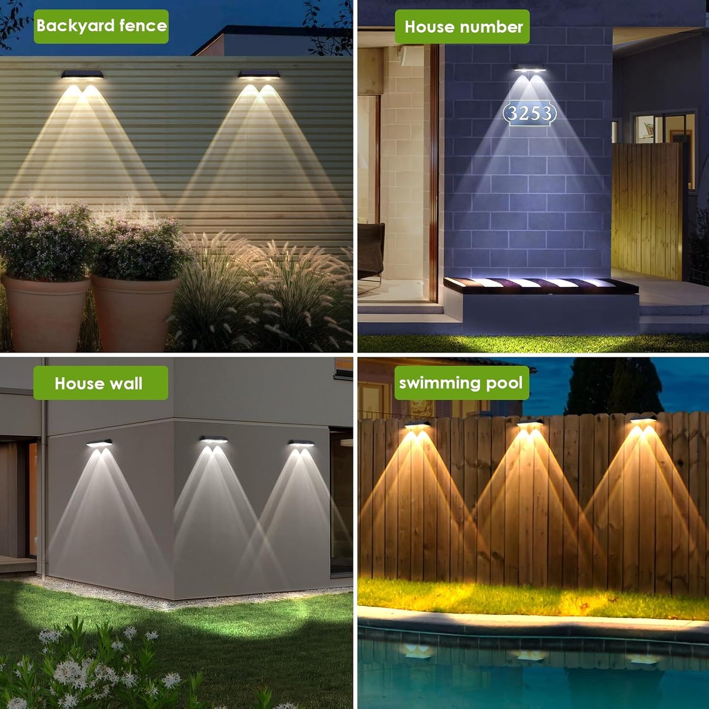 Solar Fence Lights Outdoor - 2700/4000/6000K 3 Mode, Solar Fence Lights Outdoor Waterproof LED, Fence Light Solar Powered for Outside, Backyard/Railing/Step/Patio/Wall and Home Improvement(8 Pack)