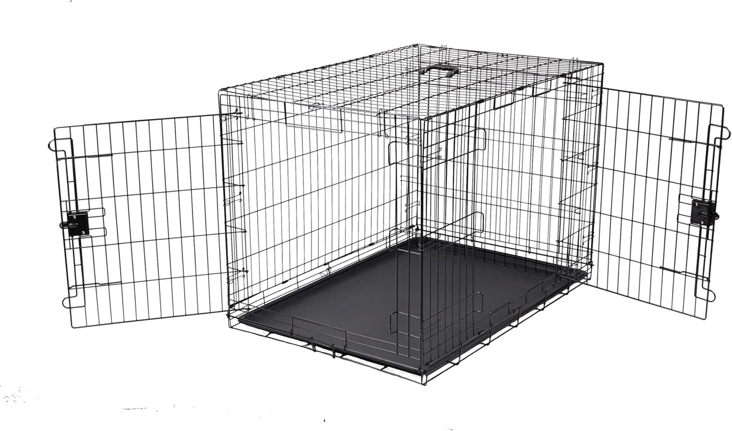 Amazon Basics Durable, Foldable Metal Wire Dog Crate with Tray, Single Door, 30 x 19 x 21 in, Black