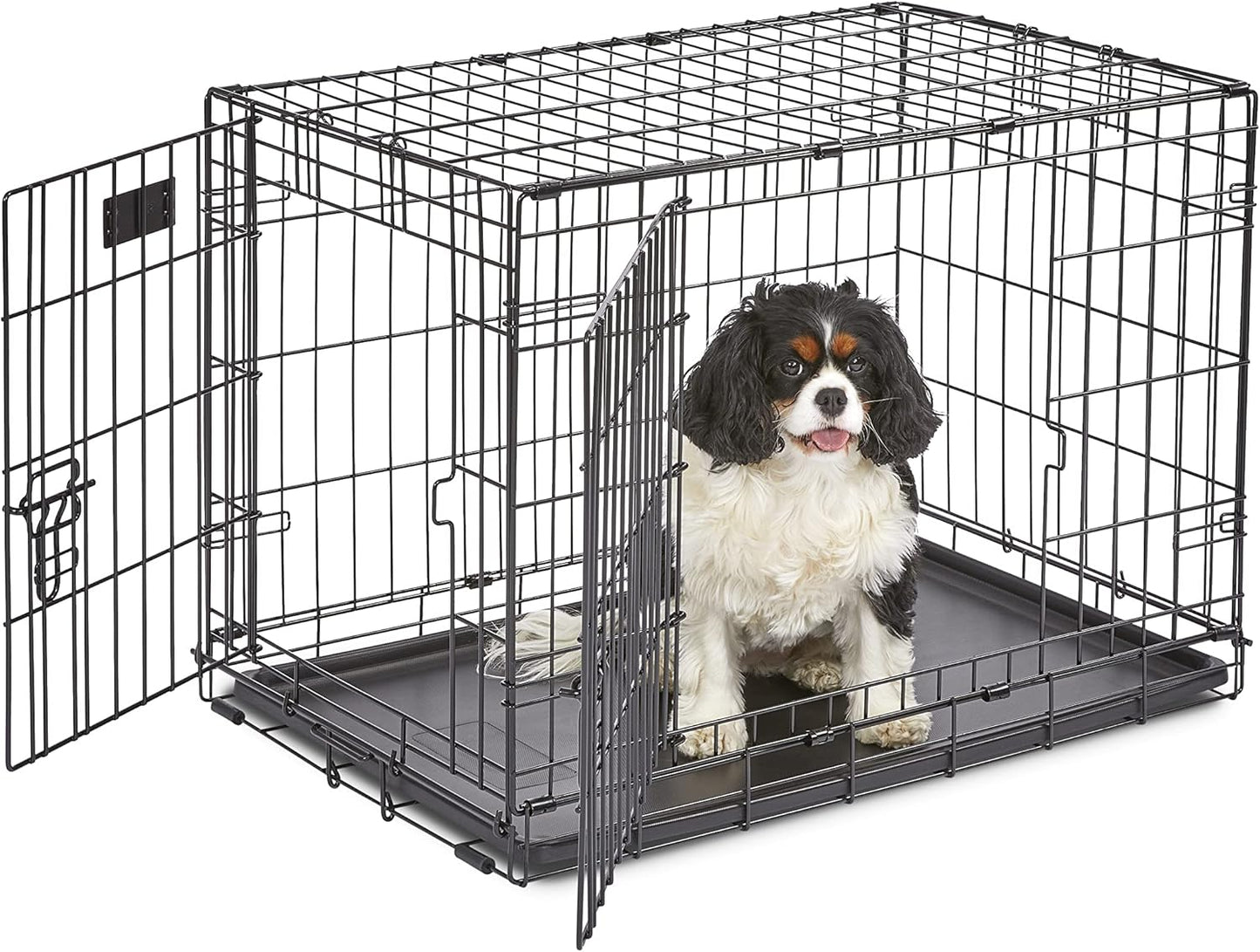 MidWest Homes for Pets Newly Enhanced Single & Double Door iCrate Dog Crate, Includes Leak-Proof Pan, Floor Protecting Feet, Divider Panel & New Patented Features