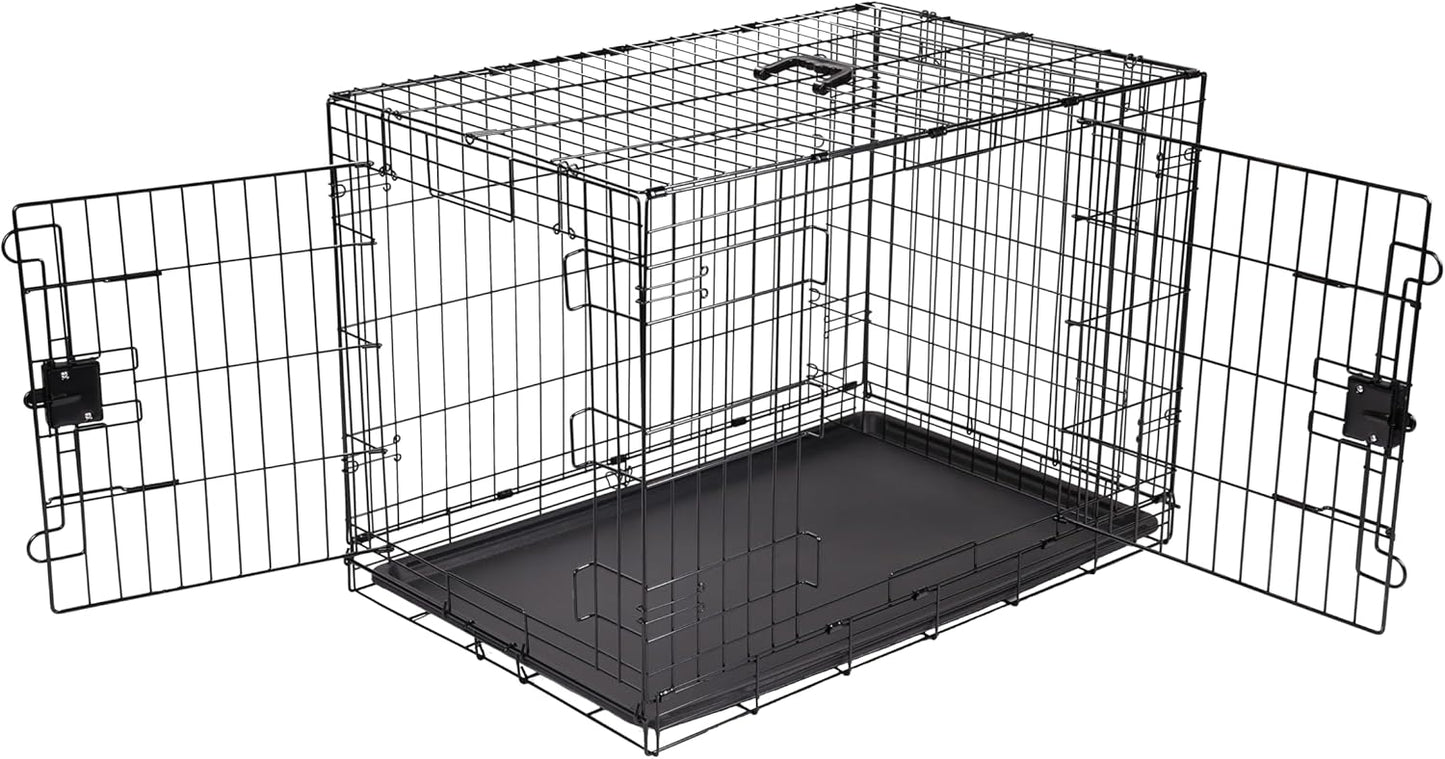 Amazon Basics Durable, Foldable Metal Wire Dog Crate with Tray, Single Door, 30 x 19 x 21 in, Black