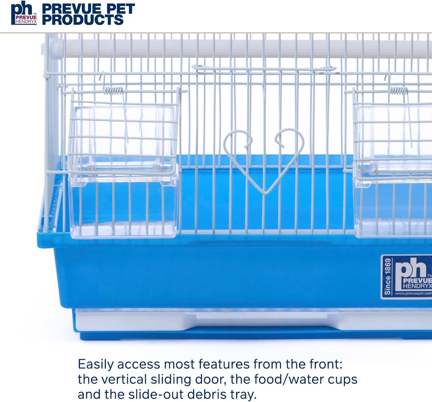 Prevue Pet Products Flat Top Economy Parakeet and Small Bird Cage with White Wire, Blue Plastic Base with Removable Tray