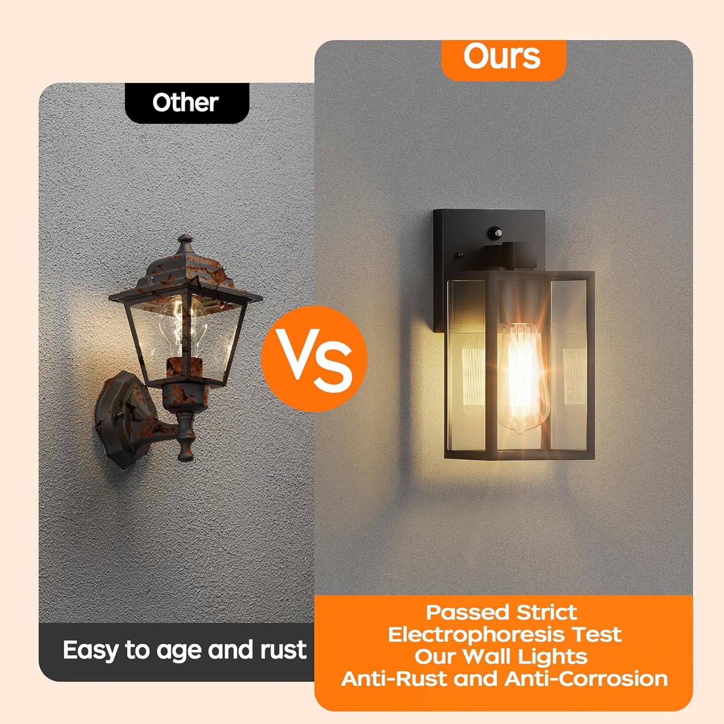 WIHTU Dusk to Dawn Outdoor Lighting Fixtures, Exterior Front Porch Light, Black Sensor Wall Sconce Lamp, Waterproof Wall Lantern, Anti Rust Outside Coach Lights for House, Doorway, Garage