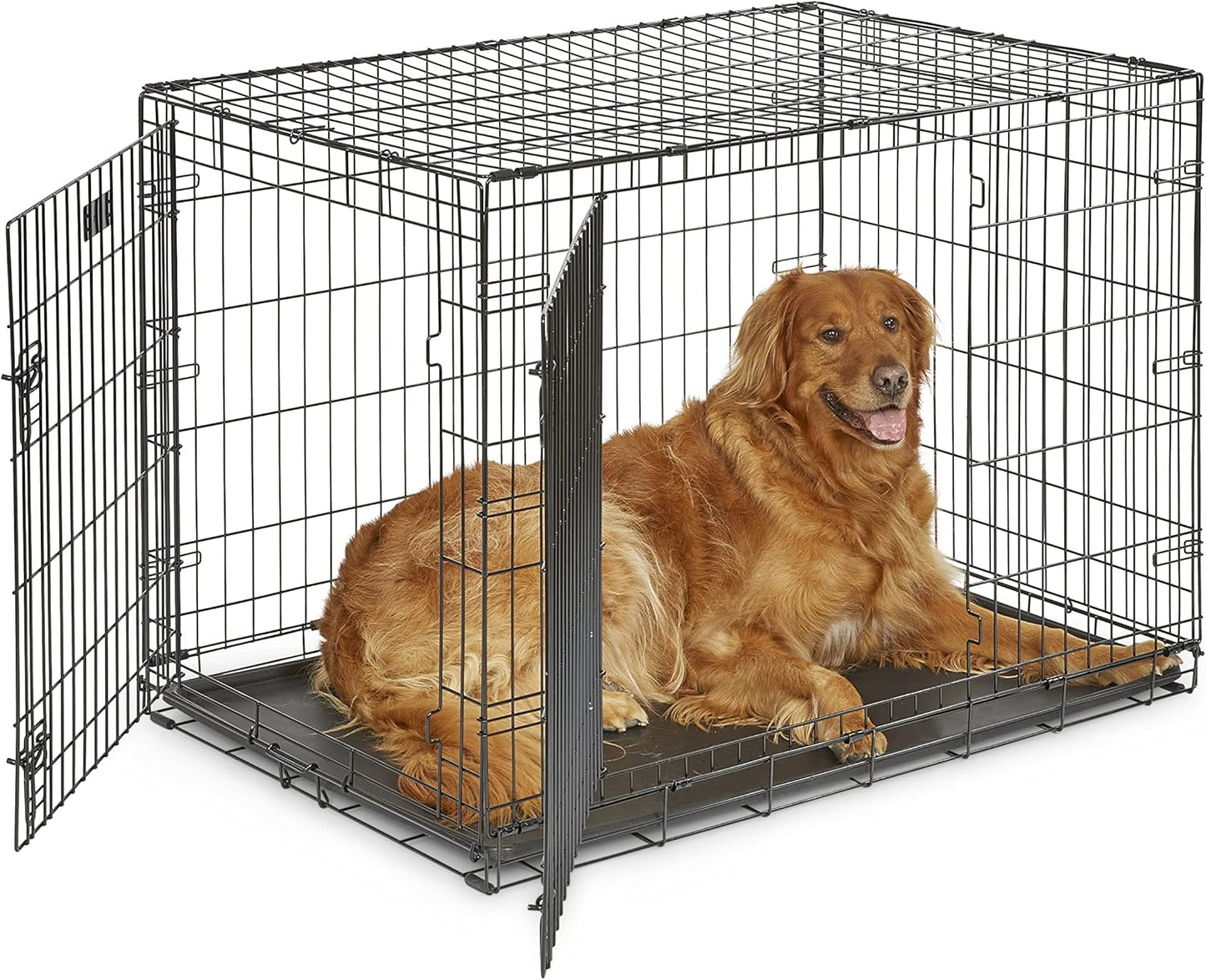MidWest Homes for Pets Newly Enhanced Single & Double Door iCrate Dog Crate, Includes Leak-Proof Pan, Floor Protecting Feet, Divider Panel & New Patented Features