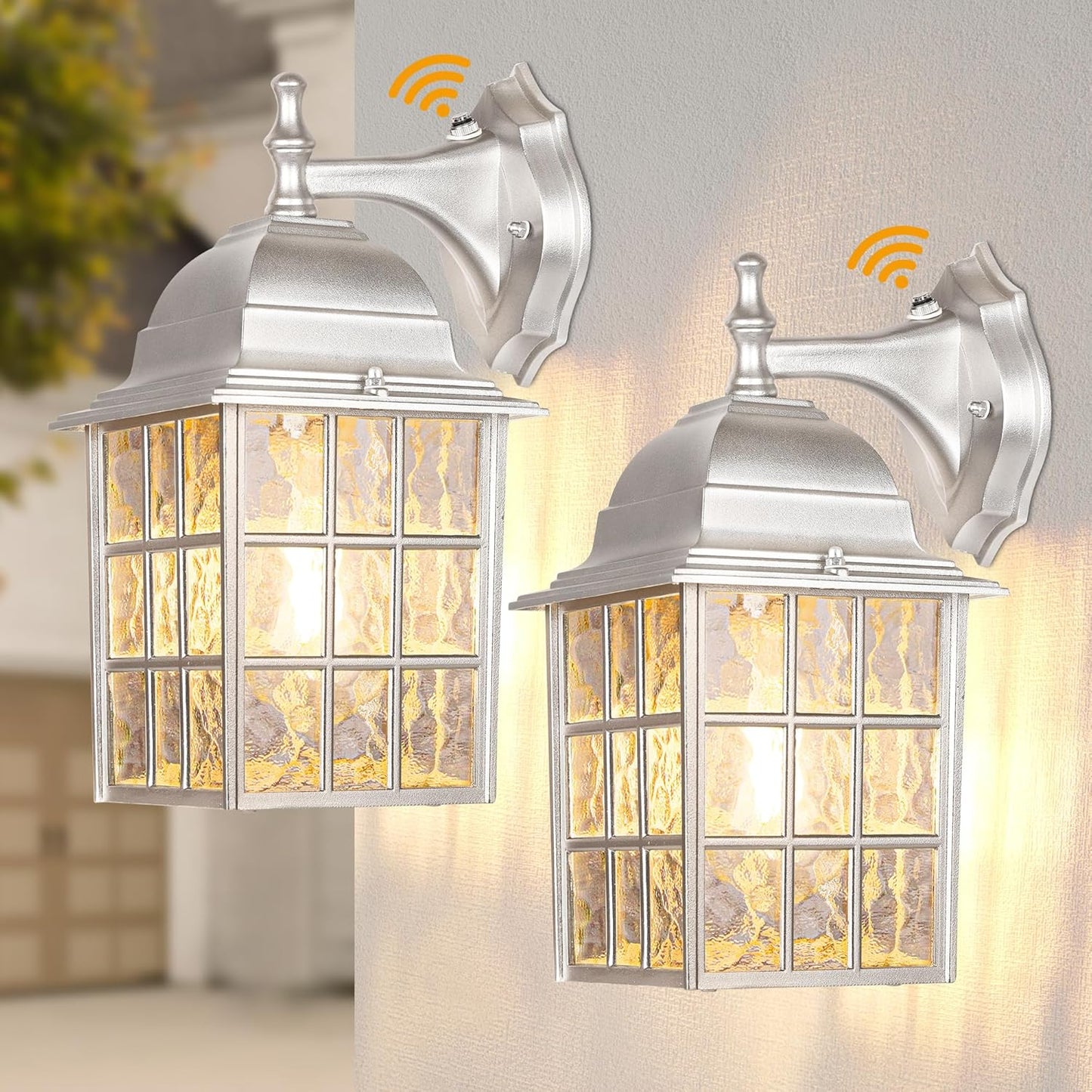 WIHTU 2-Pack Dusk to Dawn Outdoor Wall Lights, Sensor Exterior Light Fixtures, Porch Lights, Black Waterproof Wall Sconces, Outside Lighting for Garage, Front Door