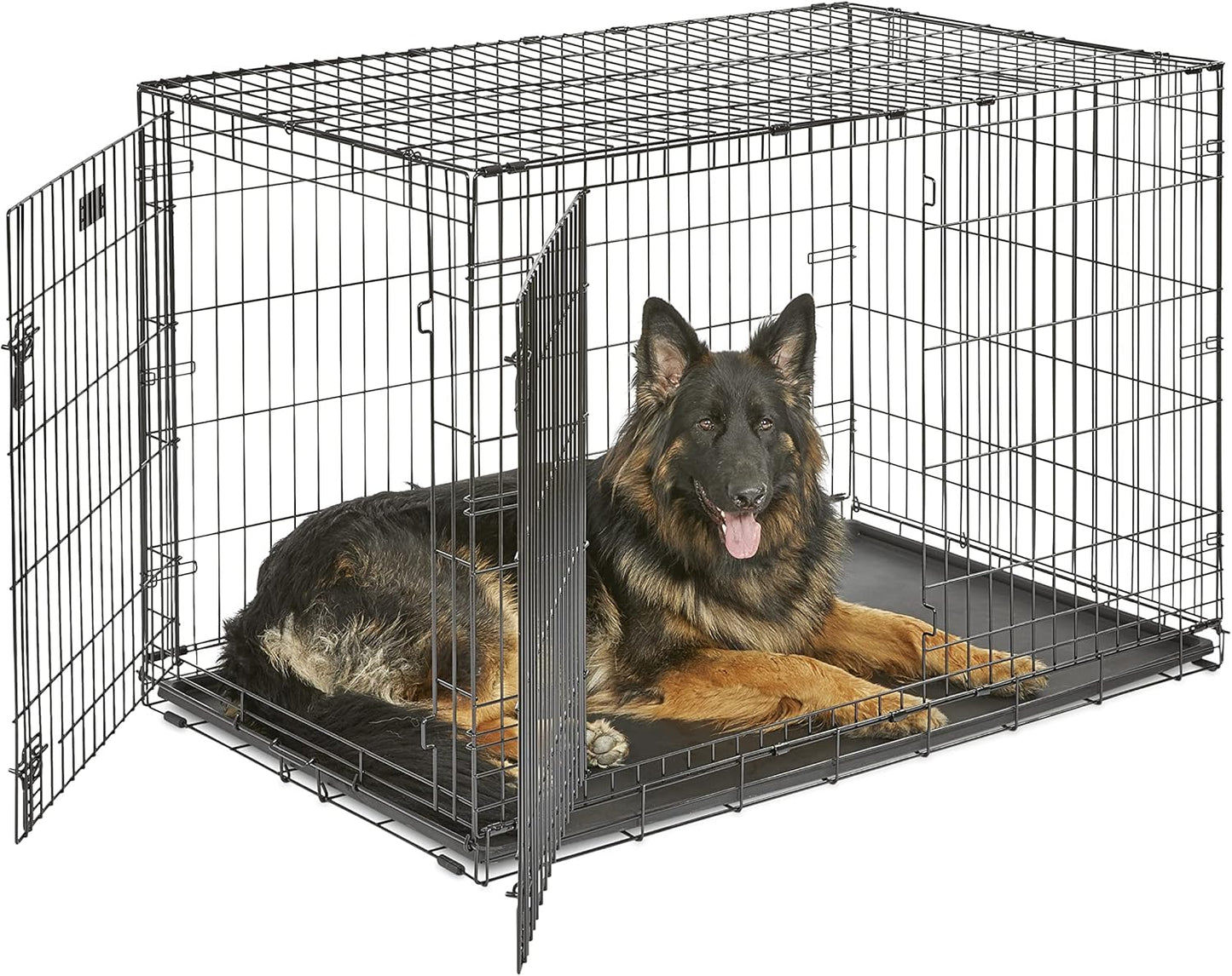 MidWest Homes for Pets Newly Enhanced Single & Double Door iCrate Dog Crate, Includes Leak-Proof Pan, Floor Protecting Feet, Divider Panel & New Patented Features
