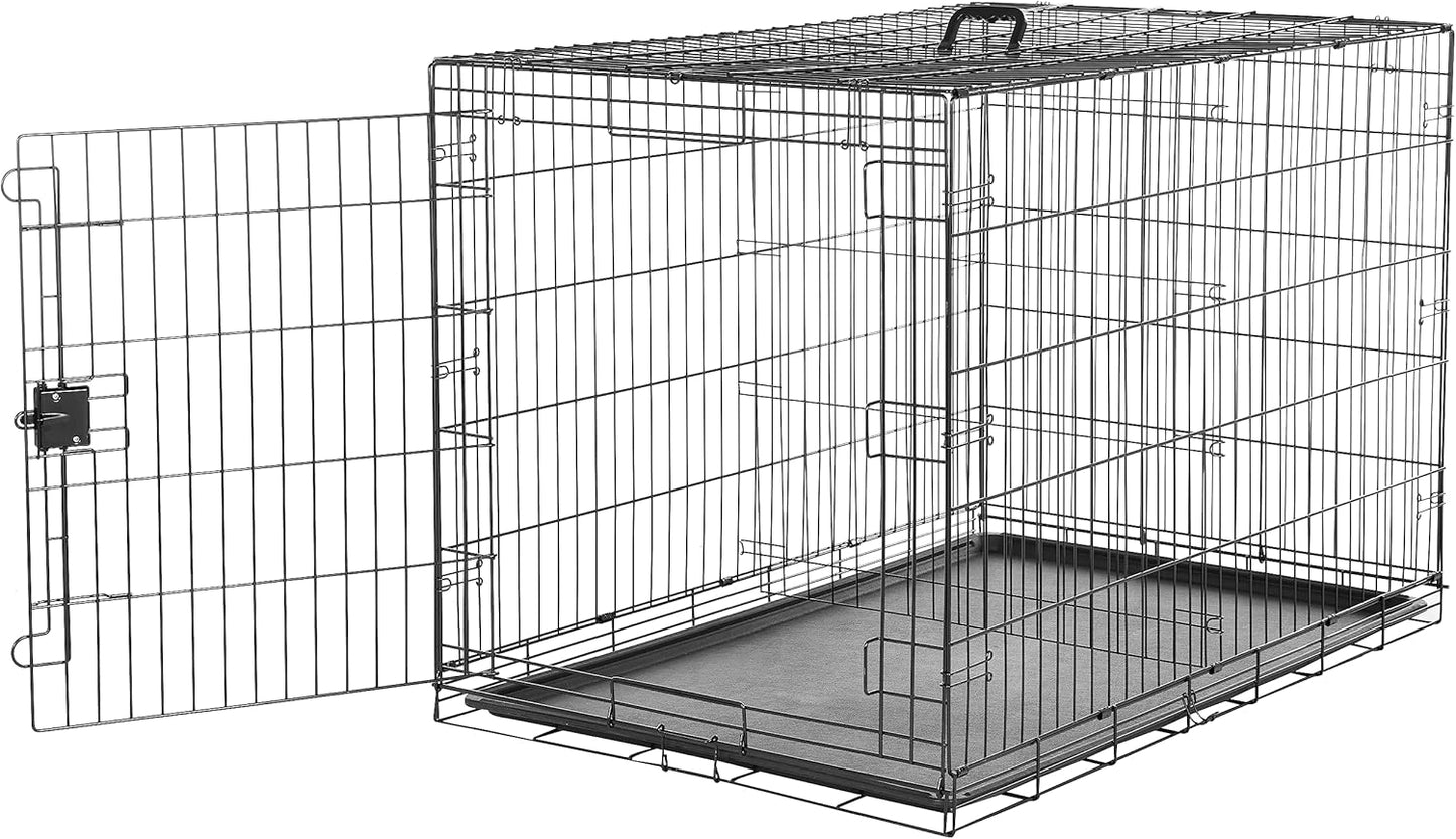 Amazon Basics Durable, Foldable Metal Wire Dog Crate with Tray, Single Door, 30 x 19 x 21 in, Black