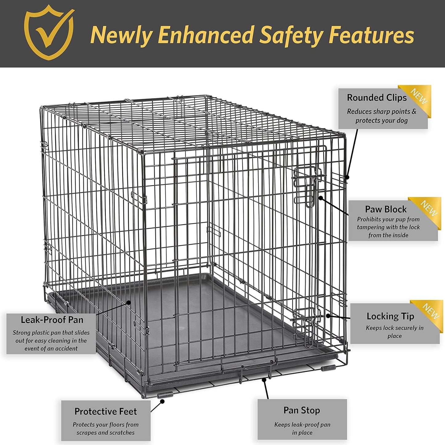 New World Newly Enhanced Single New World Dog Crate, Includes Leak-Proof Pan, Floor Protecting Feet, & New Patented Features, 36 Inch