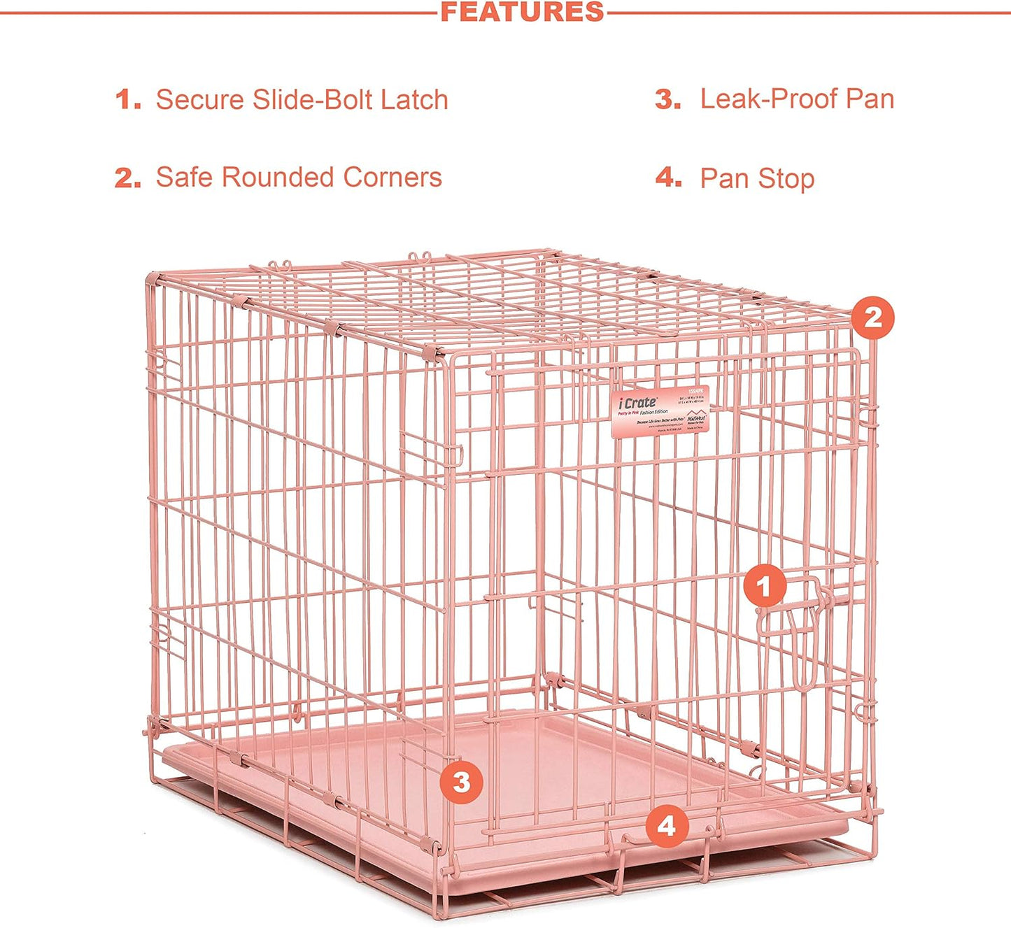 MidWest Homes for Pets Newly Enhanced Single & Double Door iCrate Dog Crate, Includes Leak-Proof Pan, Floor Protecting Feet, Divider Panel & New Patented Features