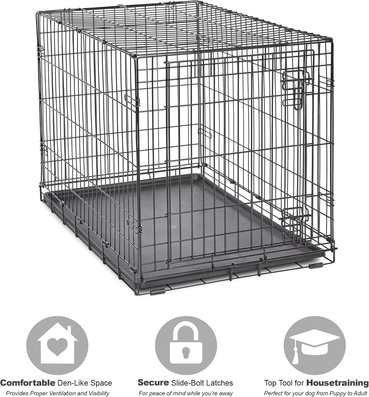 New World Newly Enhanced Single New World Dog Crate, Includes Leak-Proof Pan, Floor Protecting Feet, & New Patented Features, 36 Inch
