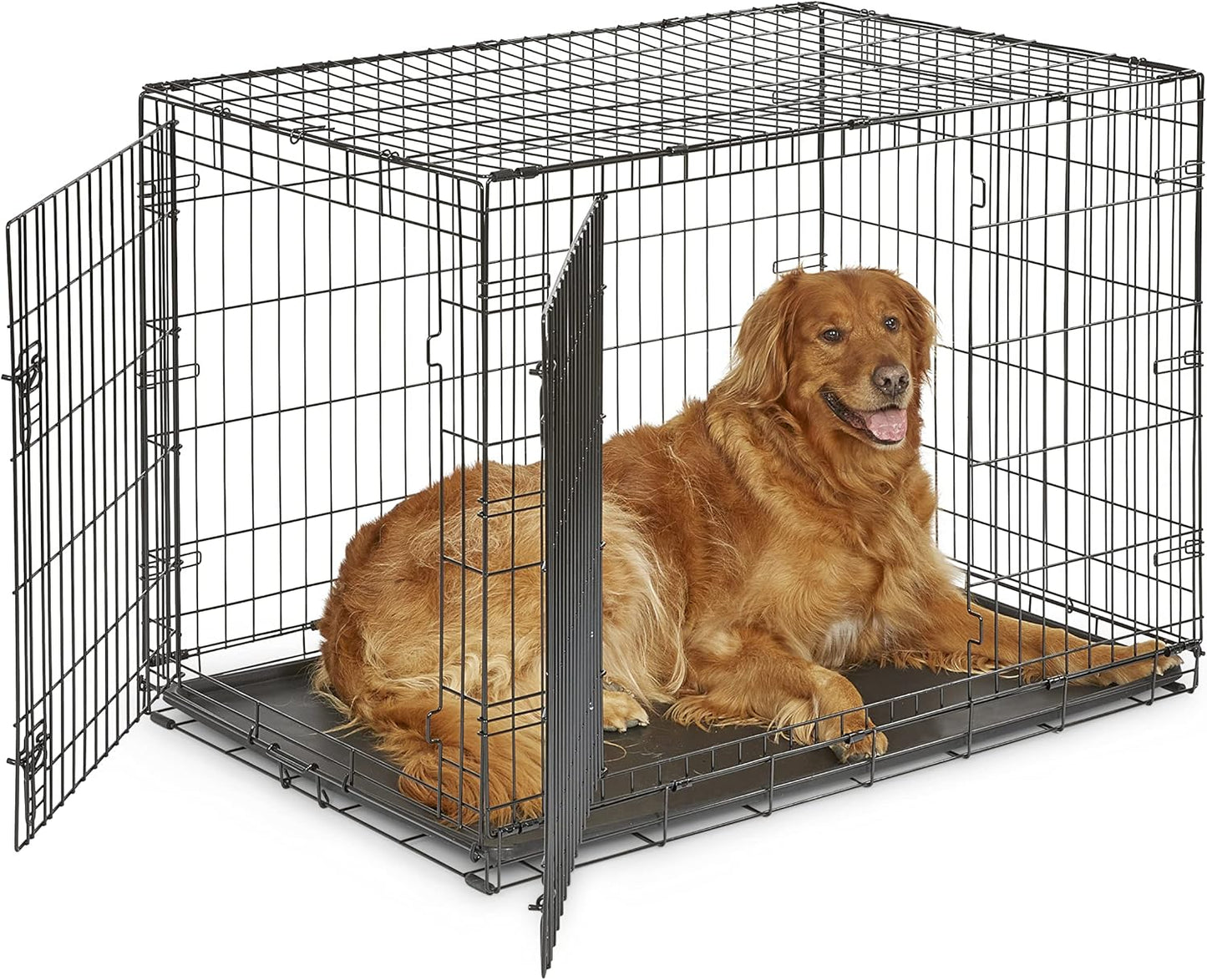 New World Newly Enhanced Double Door New World Dog Crate, Includes Leak-Proof Pan, Floor Protecting Feet, & New Patented Features, 30 Inch