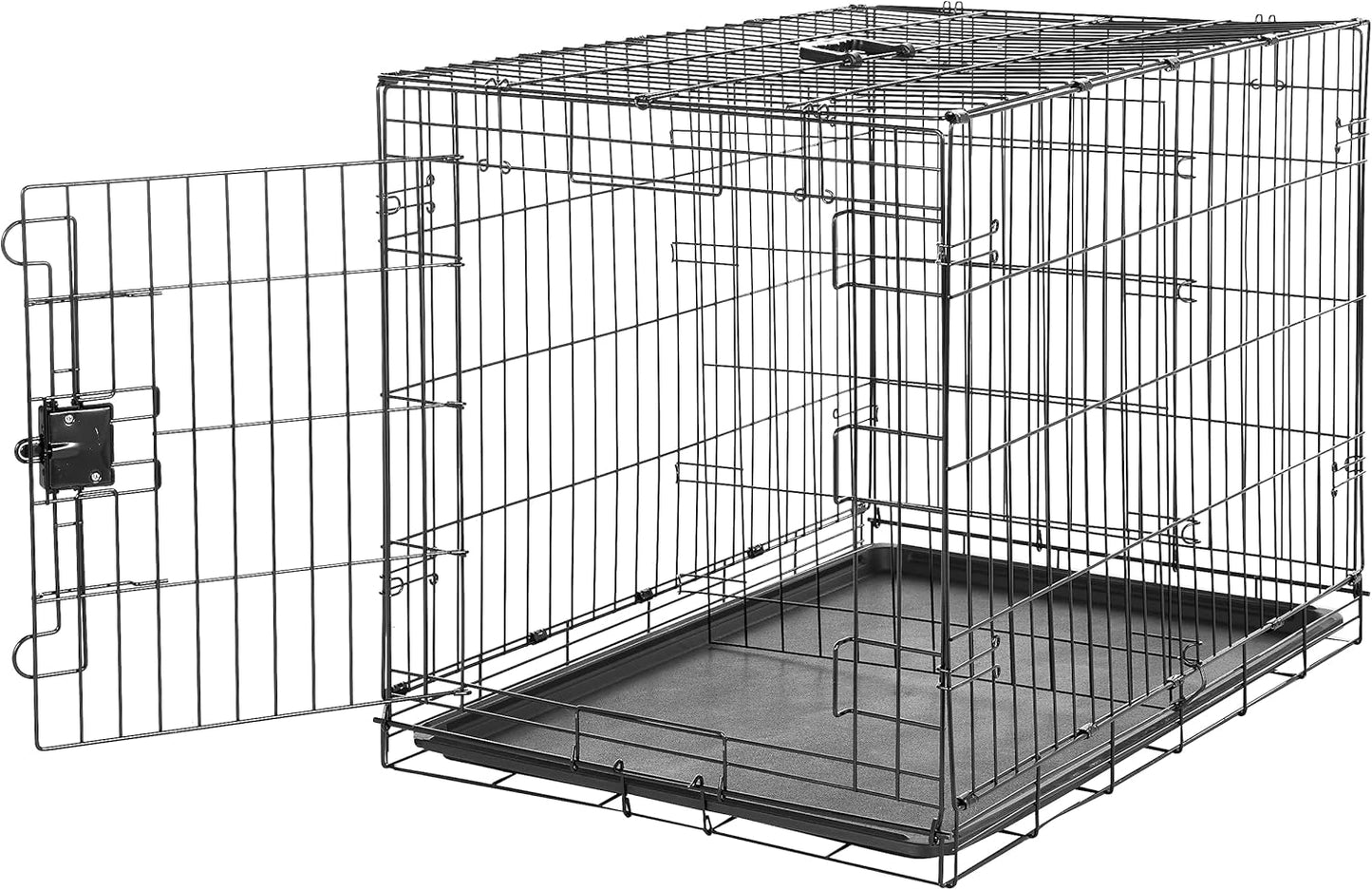 Amazon Basics Durable, Foldable Metal Wire Dog Crate with Tray, Single Door, 30 x 19 x 21 in, Black