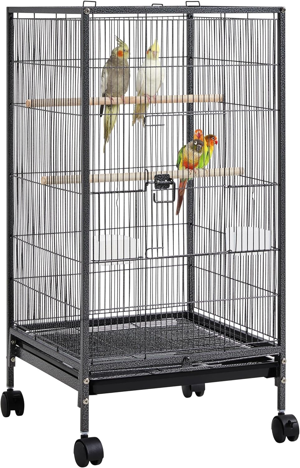 Yaheetech 35 inch Wrought Iron Bird Cage w/Play Open Top and Rolling Stand for Small Birds Like Parrots Conure Lovebird Cockatiel Lovebirds Budgies