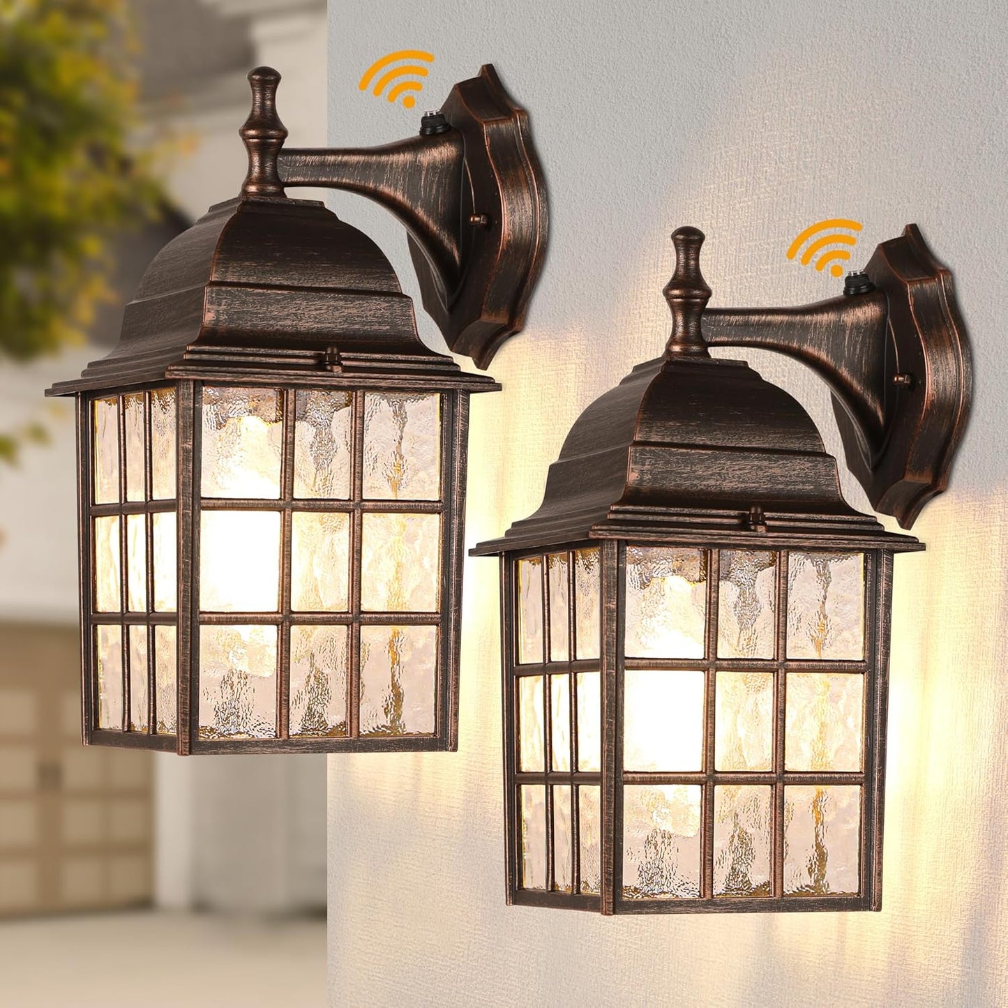 WIHTU 2-Pack Dusk to Dawn Outdoor Wall Lights, Sensor Exterior Light Fixtures, Porch Lights, Black Waterproof Wall Sconces, Outside Lighting for Garage, Front Door