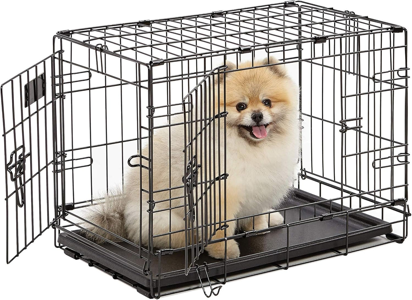 MidWest Homes for Pets Newly Enhanced Single & Double Door iCrate Dog Crate, Includes Leak-Proof Pan, Floor Protecting Feet, Divider Panel & New Patented Features
