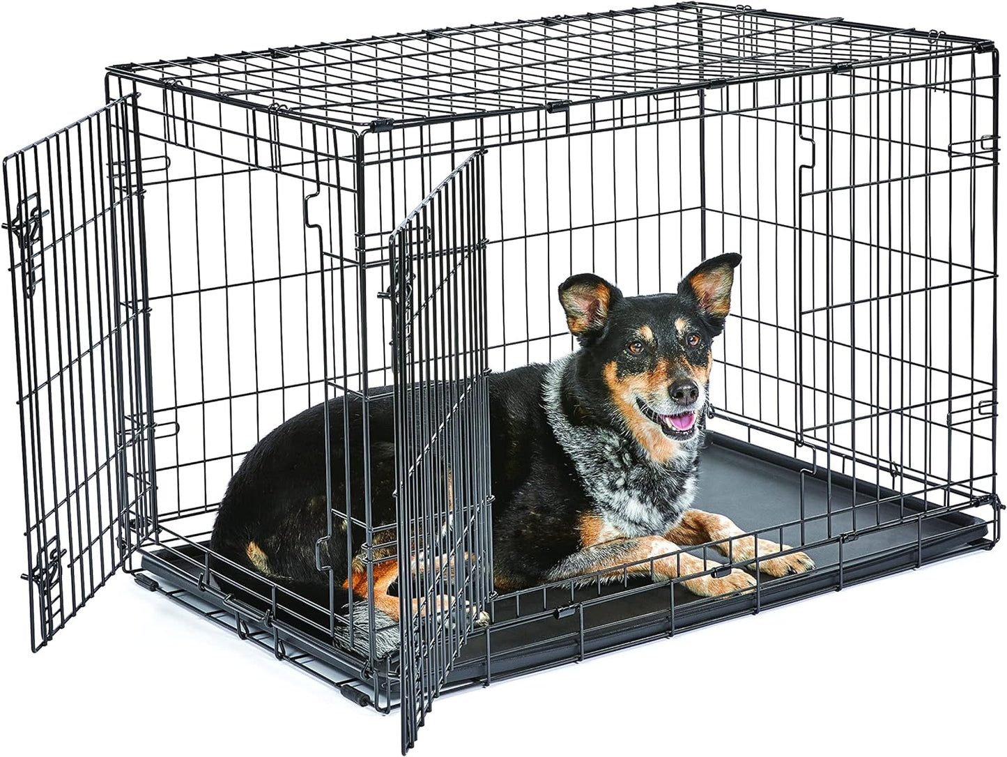 New World Newly Enhanced Double Door New World Dog Crate, Includes Leak-Proof Pan, Floor Protecting Feet, & New Patented Features, 30 Inch
