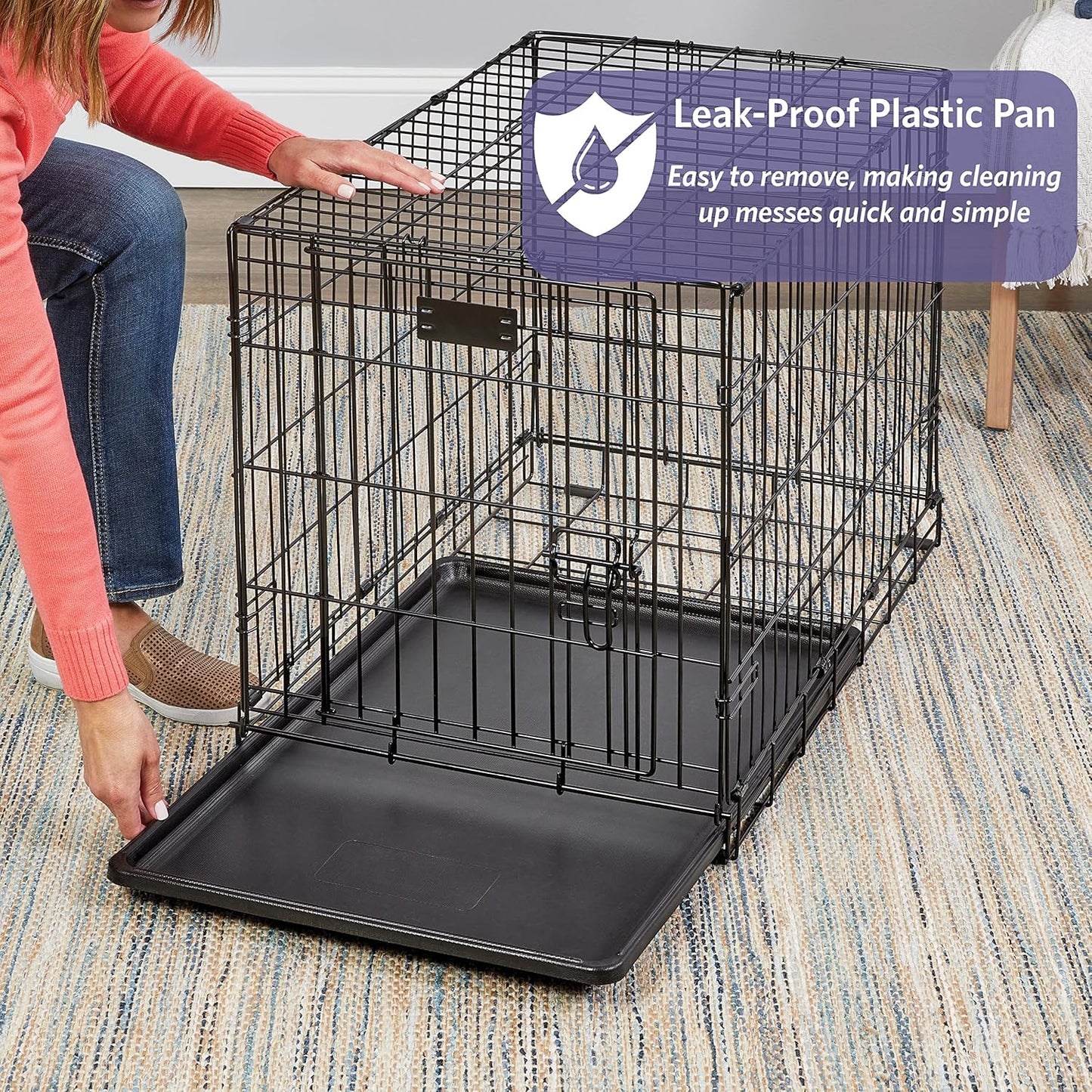 Midwest Homes for Pets Newly Enhanced Single & Double Door iCrate Dog Crate, Includes Leak-Proof Pan, Floor Protecting Feet, Divider Panel & New Patented Features